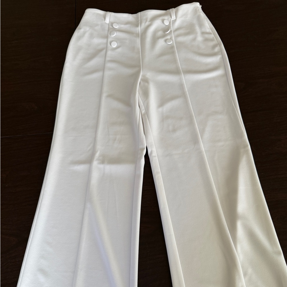 INC International Concepts White Nautical-styled Wide-Leg Pants